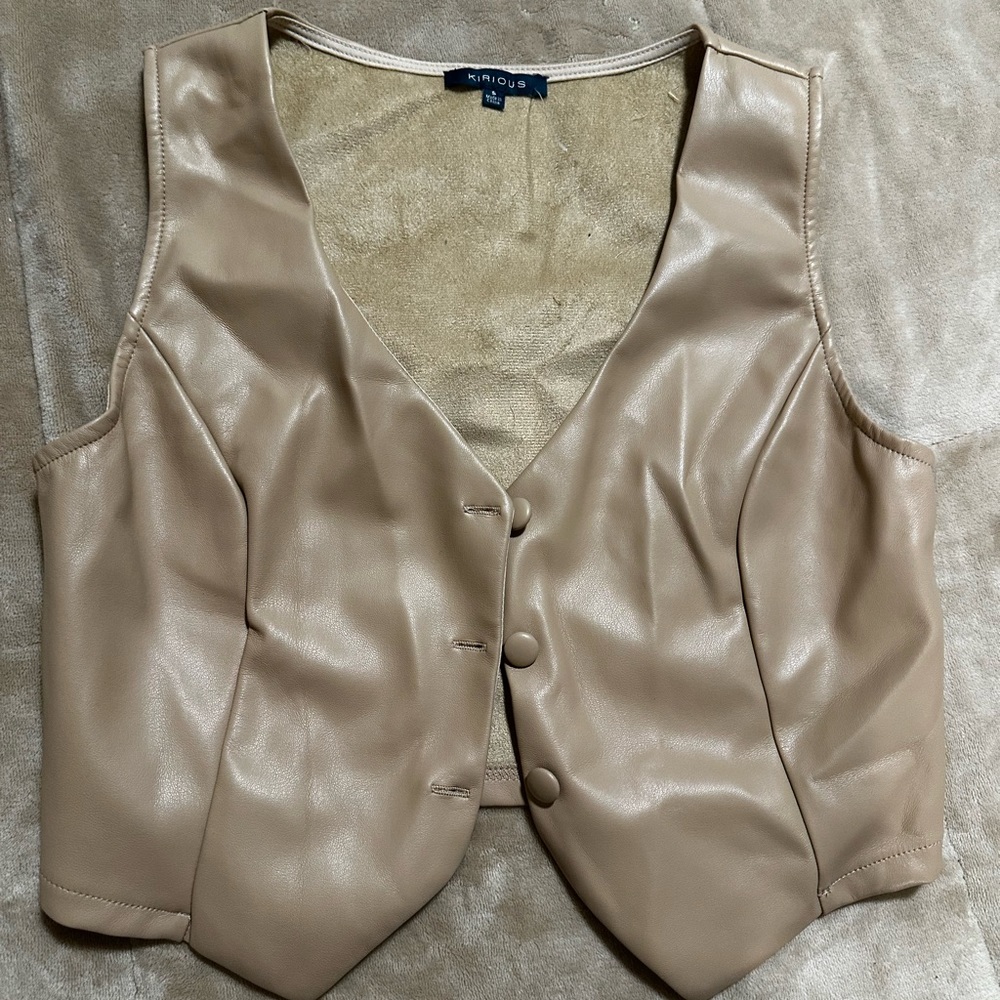 Tan faux leather vest Size Small
